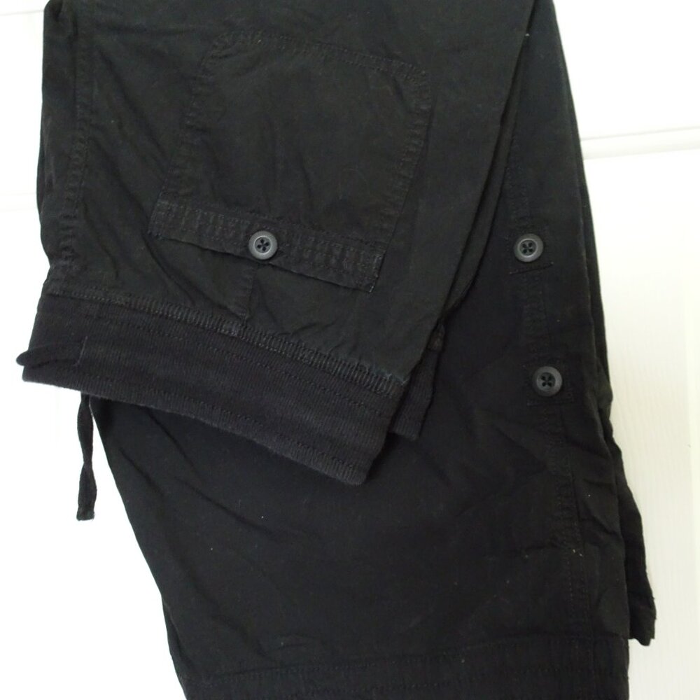 MERONA Women's Size L Black Cotton Bermuda Shorts Elastic Waistband Pockets